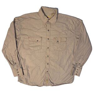 Larry Mahan Beige Western Diamond Pearl Snap Shirt - 2XL Orange Stitching Rodeo